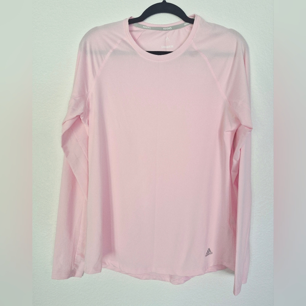 adidas Pale Pink Long-Sleeve Performance Shirt